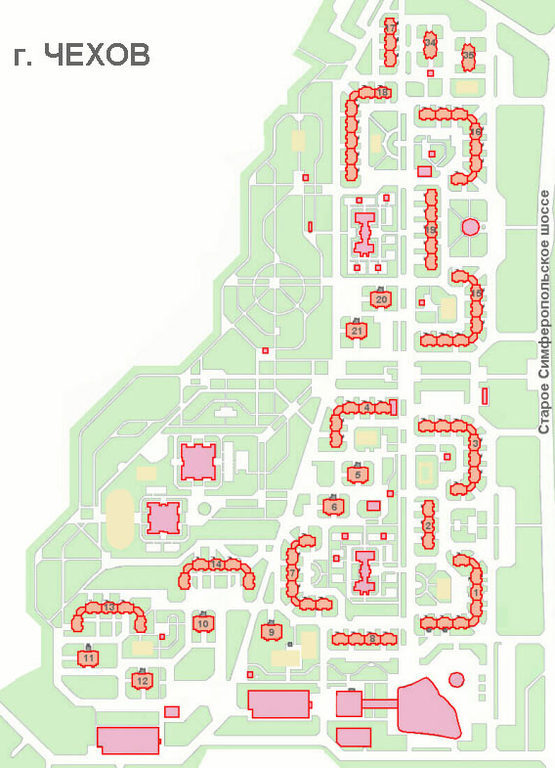 Карта г чехов с улицами и номерами домов